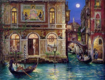 Venecia moderna Painting - Recuerdos de las escenas modernas de la ciudad del paisaje urbano del canal de Venecia